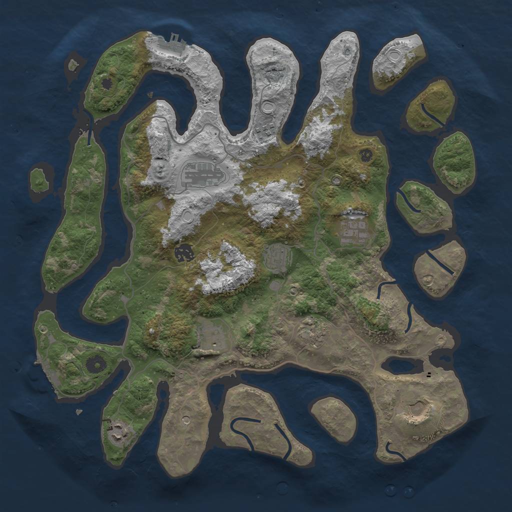 Rust Map: Procedural Map, Size: 4000, Seed: 1554047858, 17 Monuments