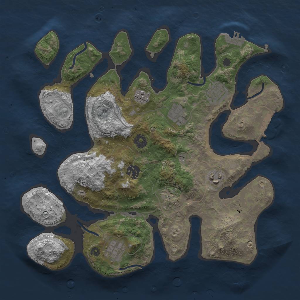 Rust Map: Procedural Map, Size: 3300, Seed: 12345, 15 Monuments