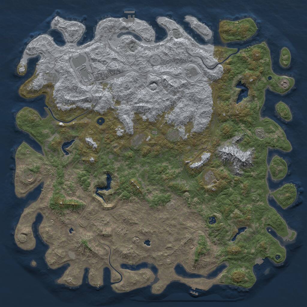 Rust Map: Procedural Map, Size: 6000, Seed: 238959714, 17 Monuments