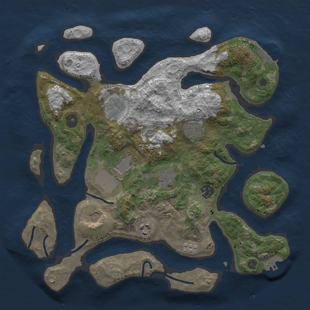 Rust Map: Procedural Map, Size: 3500, Seed: 2360186, 16 Monuments