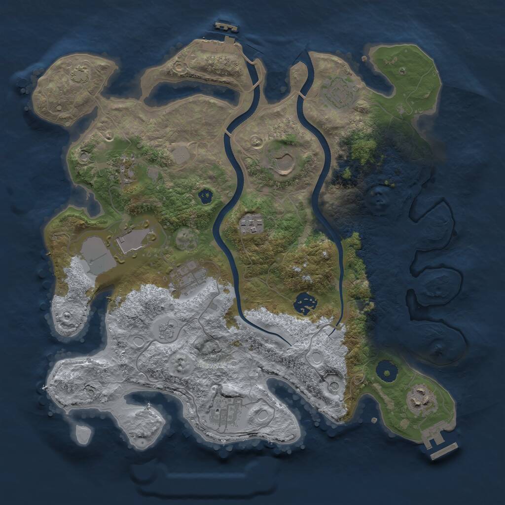 Rust Map: Procedural Map, Size: 3500, Seed: 1709763855, 15 Monuments