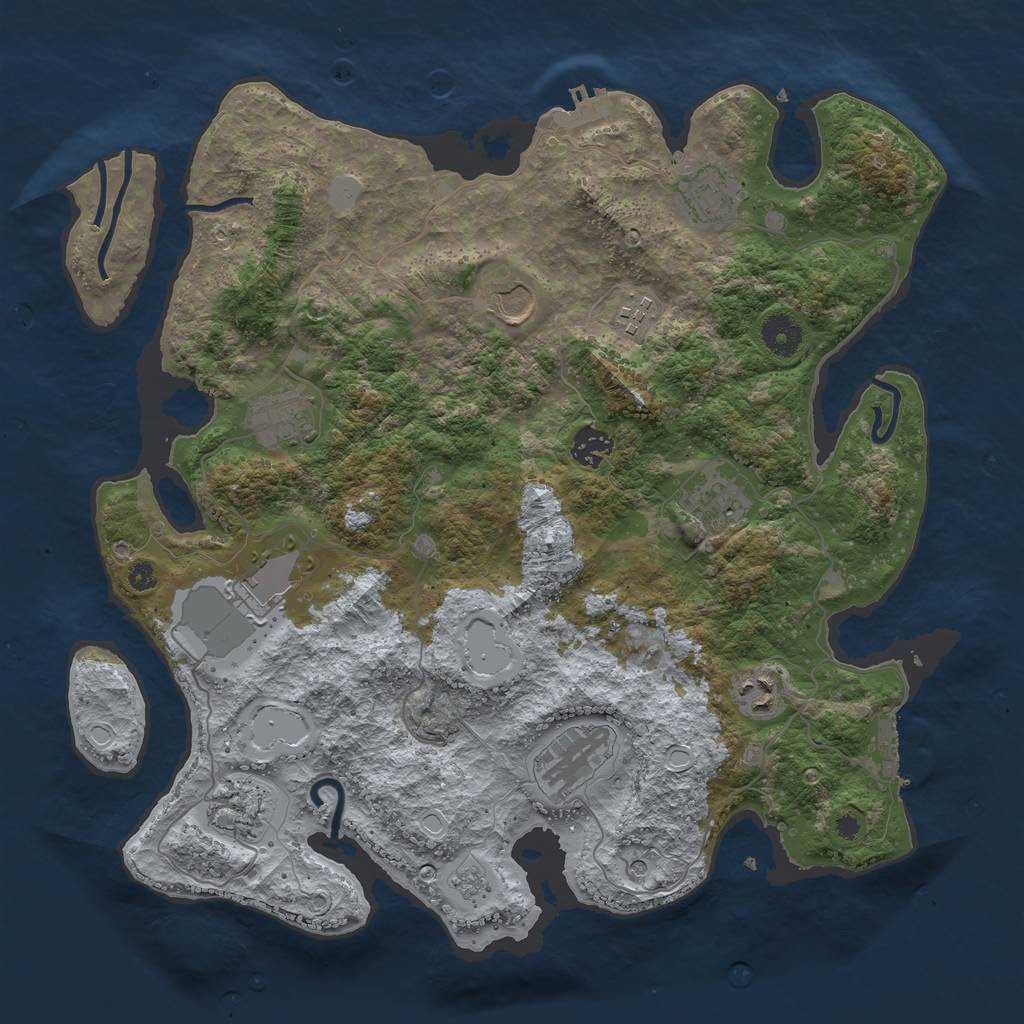 Rust Map: Procedural Map, Size: 3800, Seed: 5944518, 17 Monuments