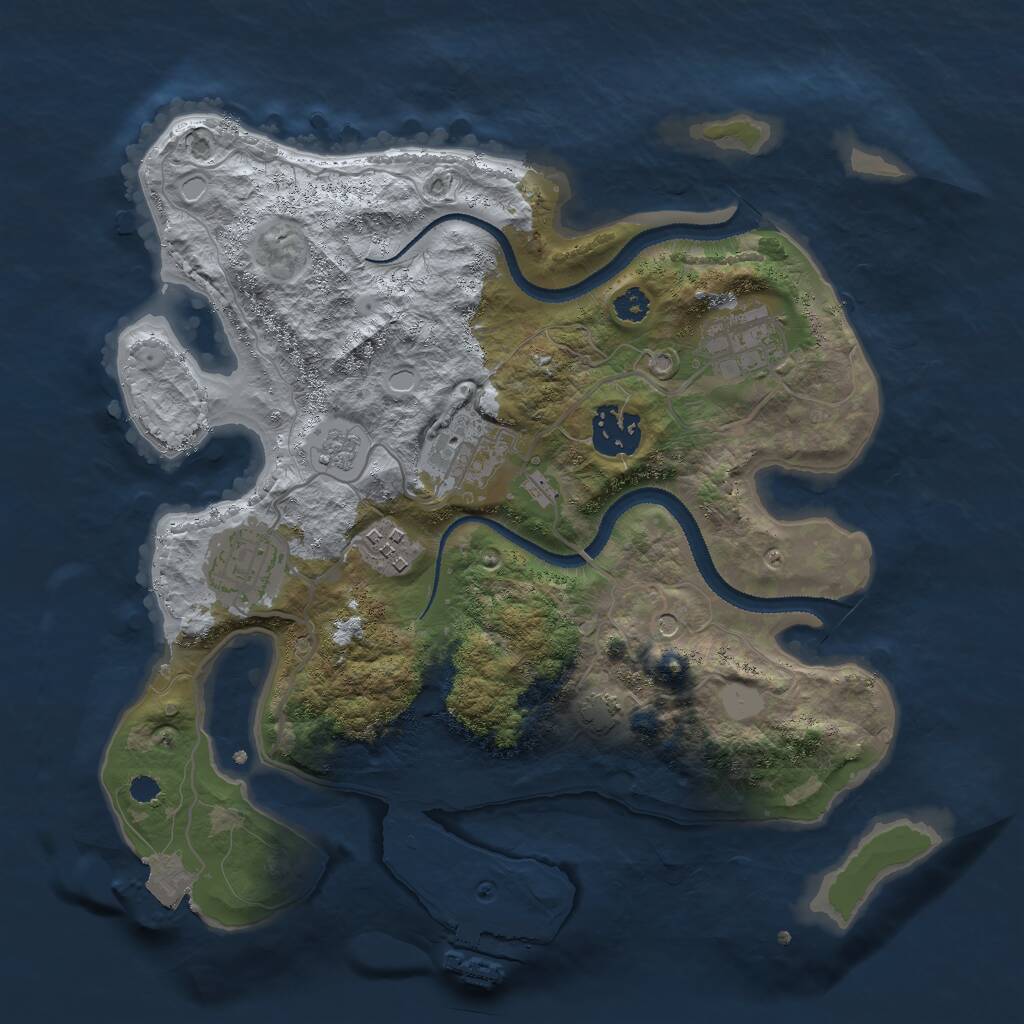 Rust Map: Procedural Map, Size: 3000, Seed: 290434, 10 Monuments