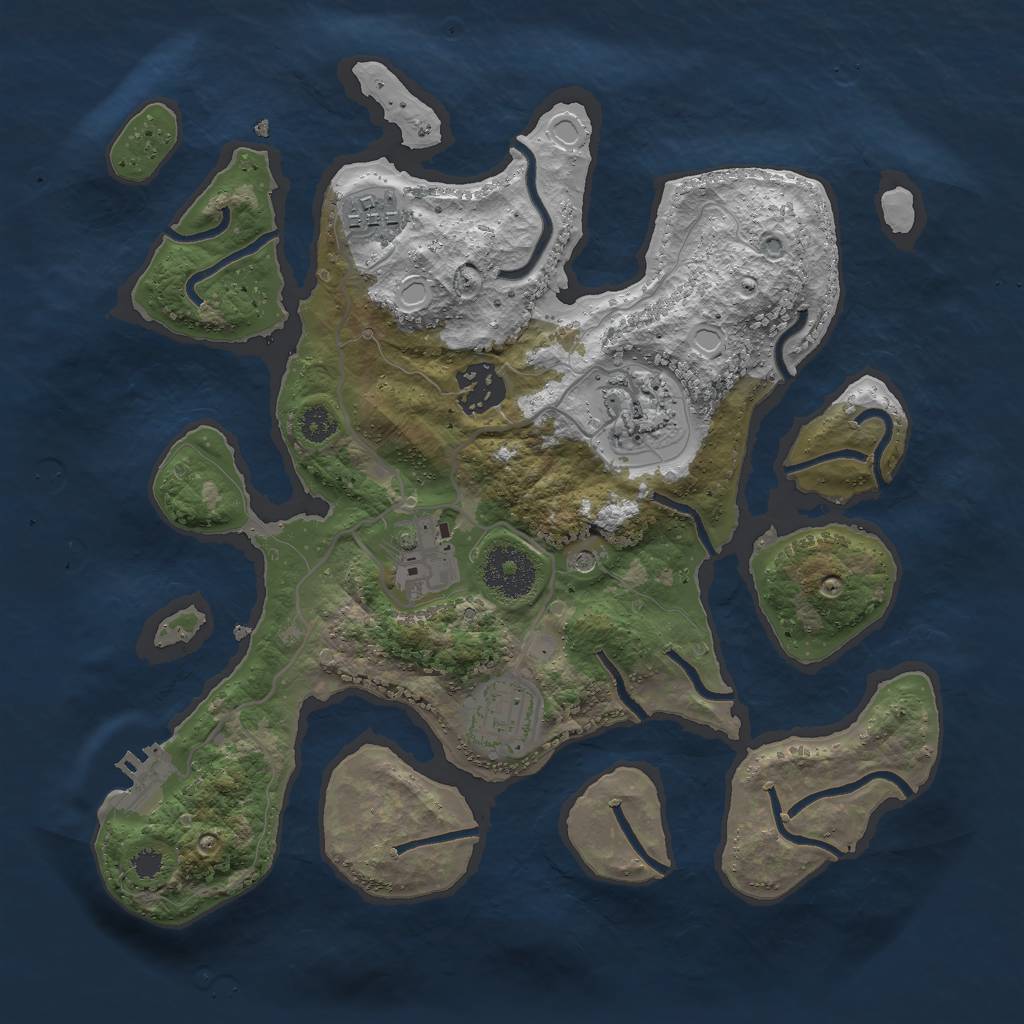 Rust Map: Procedural Map, Size: 3000, Seed: 546456, 12 Monuments