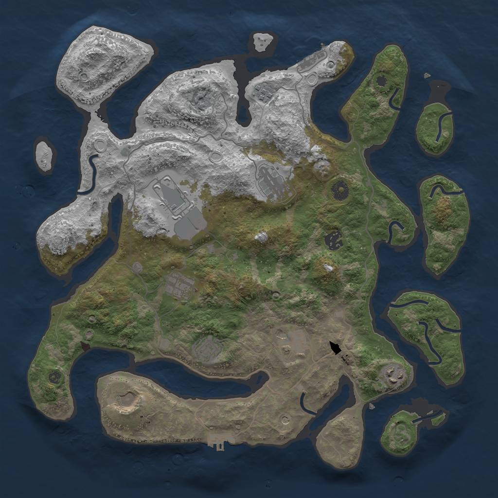 Rust Map: Procedural Map, Size: 4000, Seed: 505671161, 17 Monuments
