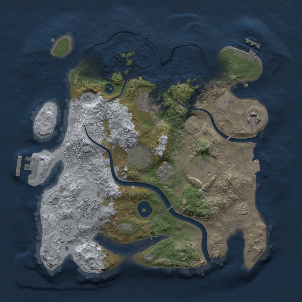 Rust Map: Procedural Map, Size: 3000, Seed: 23123, 12 Monuments