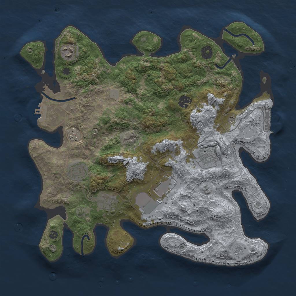 Rust Map: Procedural Map, Size: 3500, Seed: 1723640341, 14 Monuments
