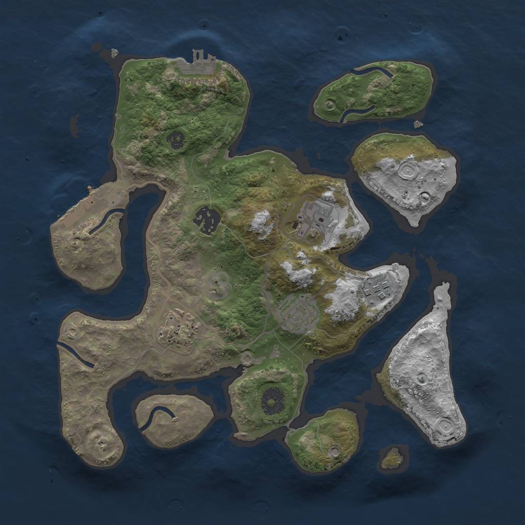 Rust Map: Procedural Map, Size: 3000, Seed: 21474836, 12 Monuments