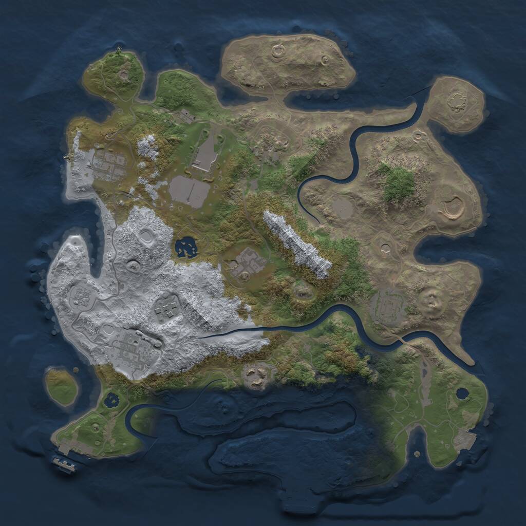 Rust Map: Procedural Map, Size: 3500, Seed: 452399800, 16 Monuments