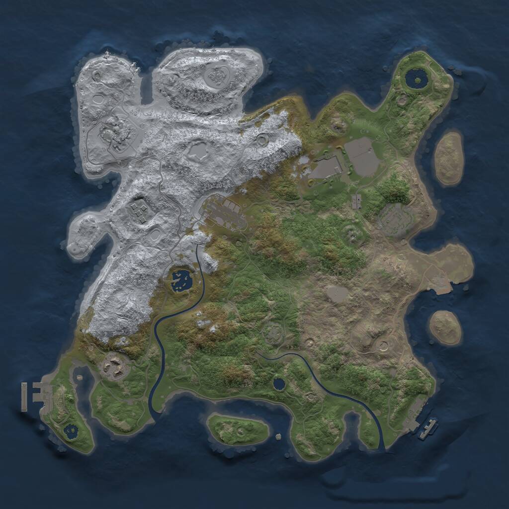 Rust Map: Procedural Map, Size: 3500, Seed: 76930749, 13 Monuments