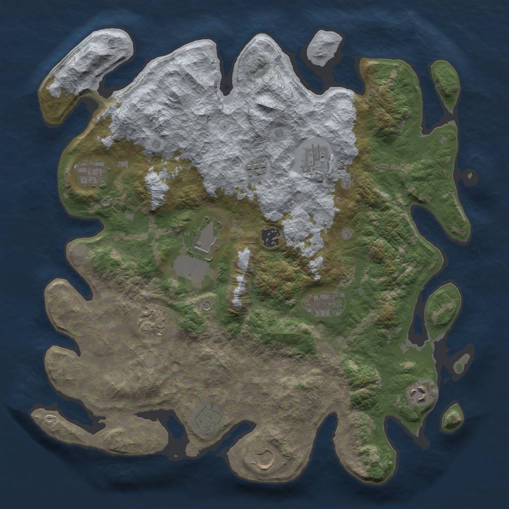 Rust Map: Barren, Size: 4000, Seed: 1614247223, 13 Monuments