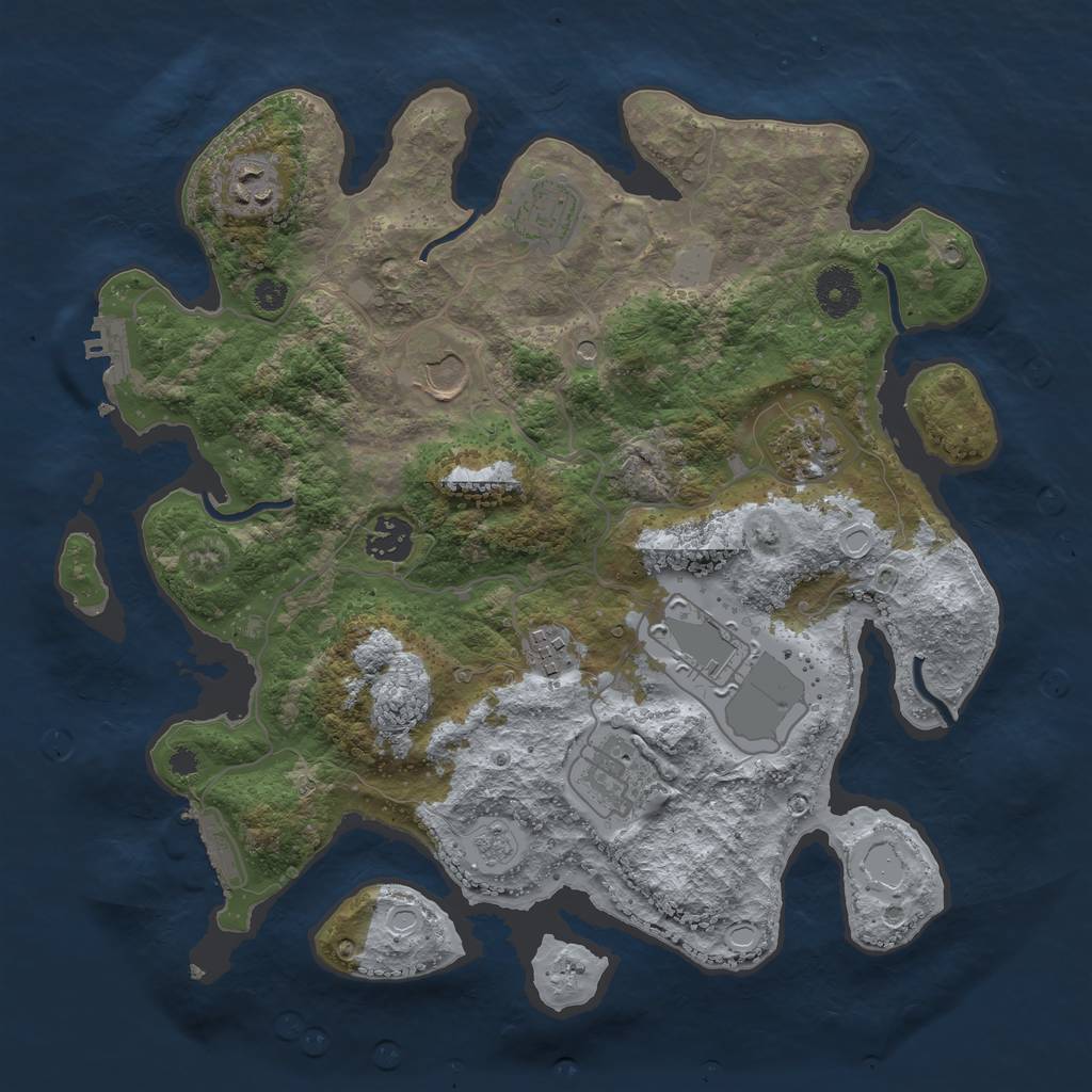 Rust Map: Procedural Map, Size: 3500, Seed: 4572385, 15 Monuments