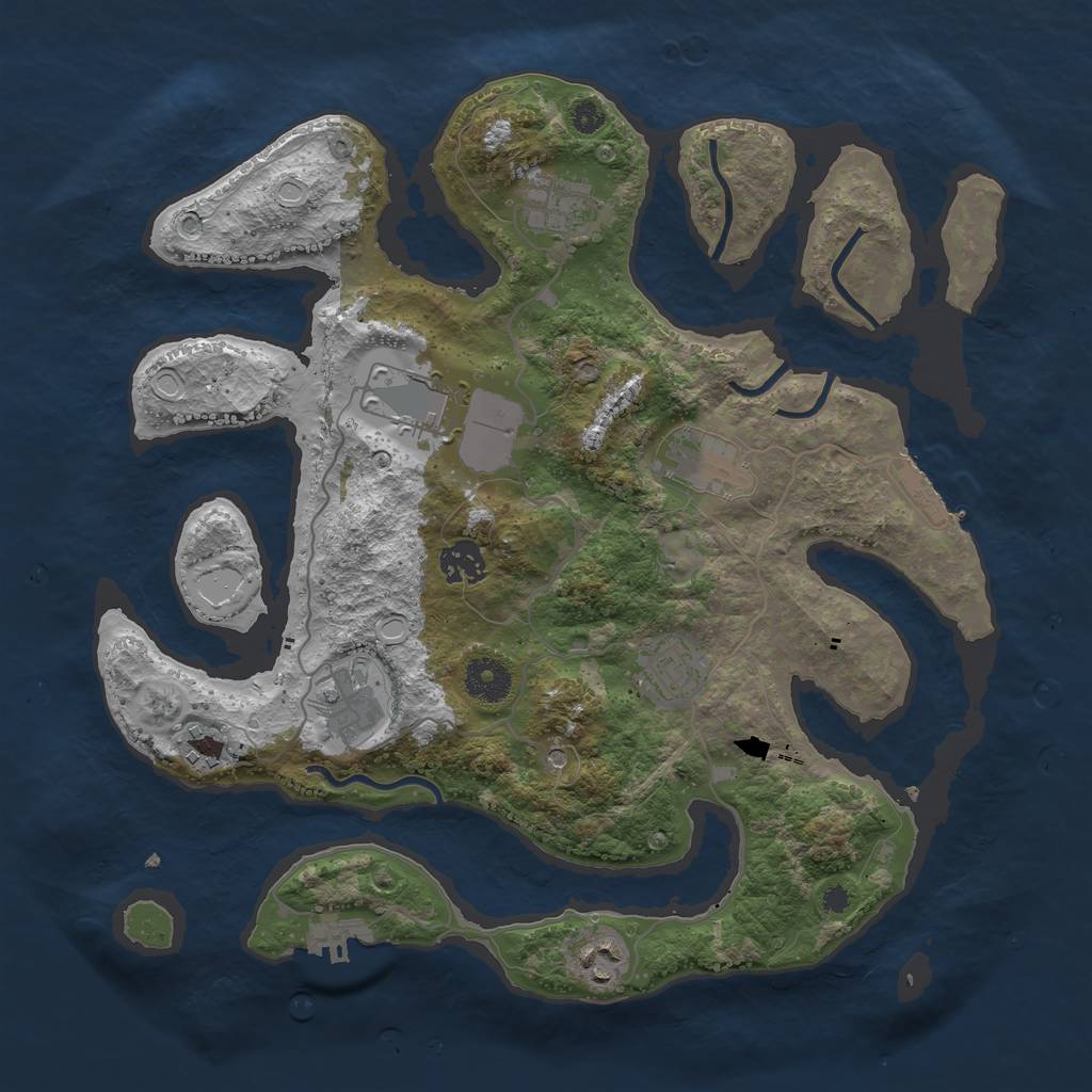 Rust Map: Procedural Map, Size: 3600, Seed: 656940693, 16 Monuments