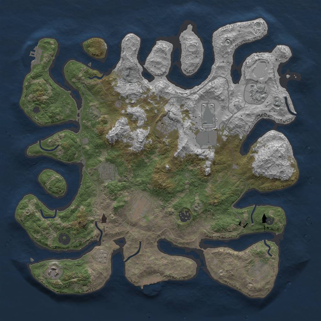 Rust Map: Procedural Map, Size: 4000, Seed: 1909967635, 17 Monuments