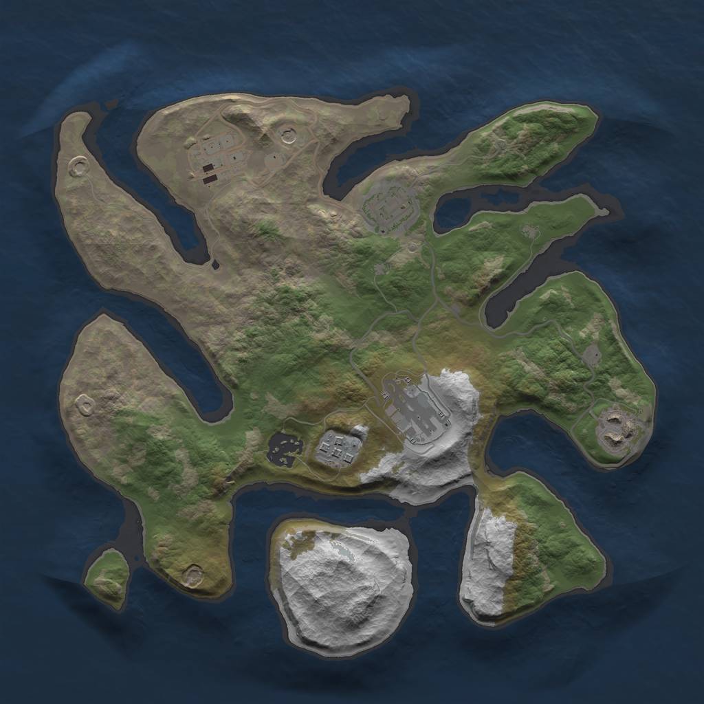 Rust Map: Barren, Size: 3000, Seed: 505181, 9 Monuments