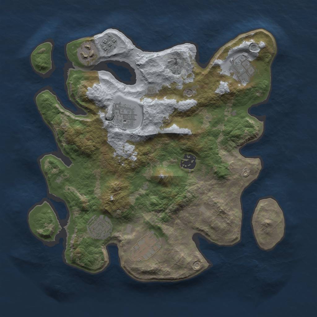 Rust Map: Barren, Size: 3000, Seed: 226572, 10 Monuments