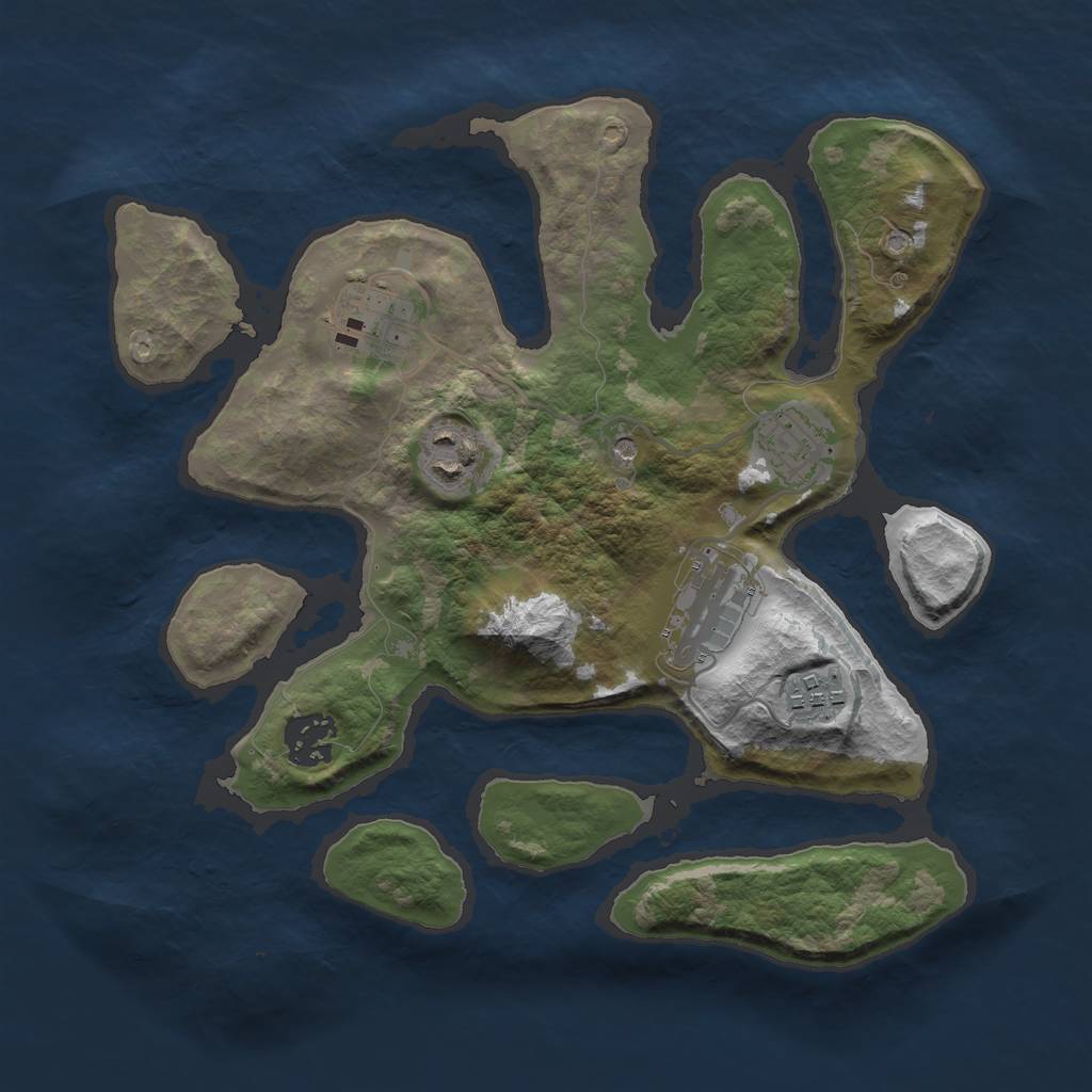 Rust Map: Barren, Size: 3000, Seed: 884947, 9 Monuments