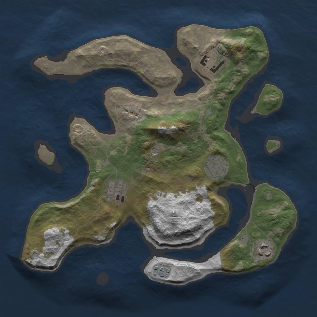 Rust Map: Barren, Size: 3000, Seed: 936119, 8 Monuments