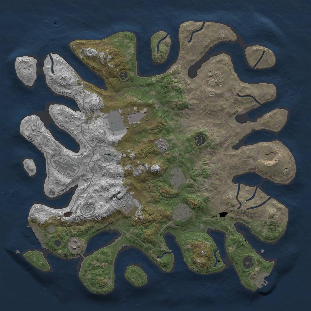 Rust Map: Procedural Map, Size: 4000, Seed: 776970725, 18 Monuments