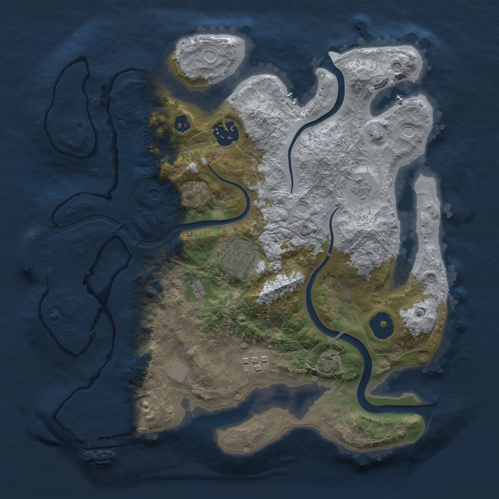 Rust Map: Procedural Map, Size: 3000, Seed: 1816198477, 9 Monuments