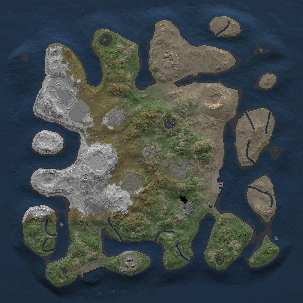 Rust Map: Procedural Map, Size: 3700, Seed: 1911866459, 18 Monuments