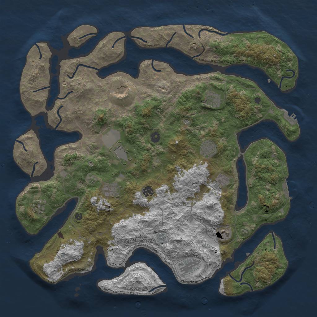Rust Map: Procedural Map, Size: 4500, Seed: 353760645, 19 Monuments