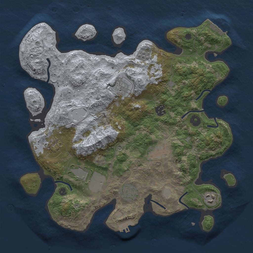 Rust Map: Procedural Map, Size: 3500, Seed: 677343995, 15 Monuments