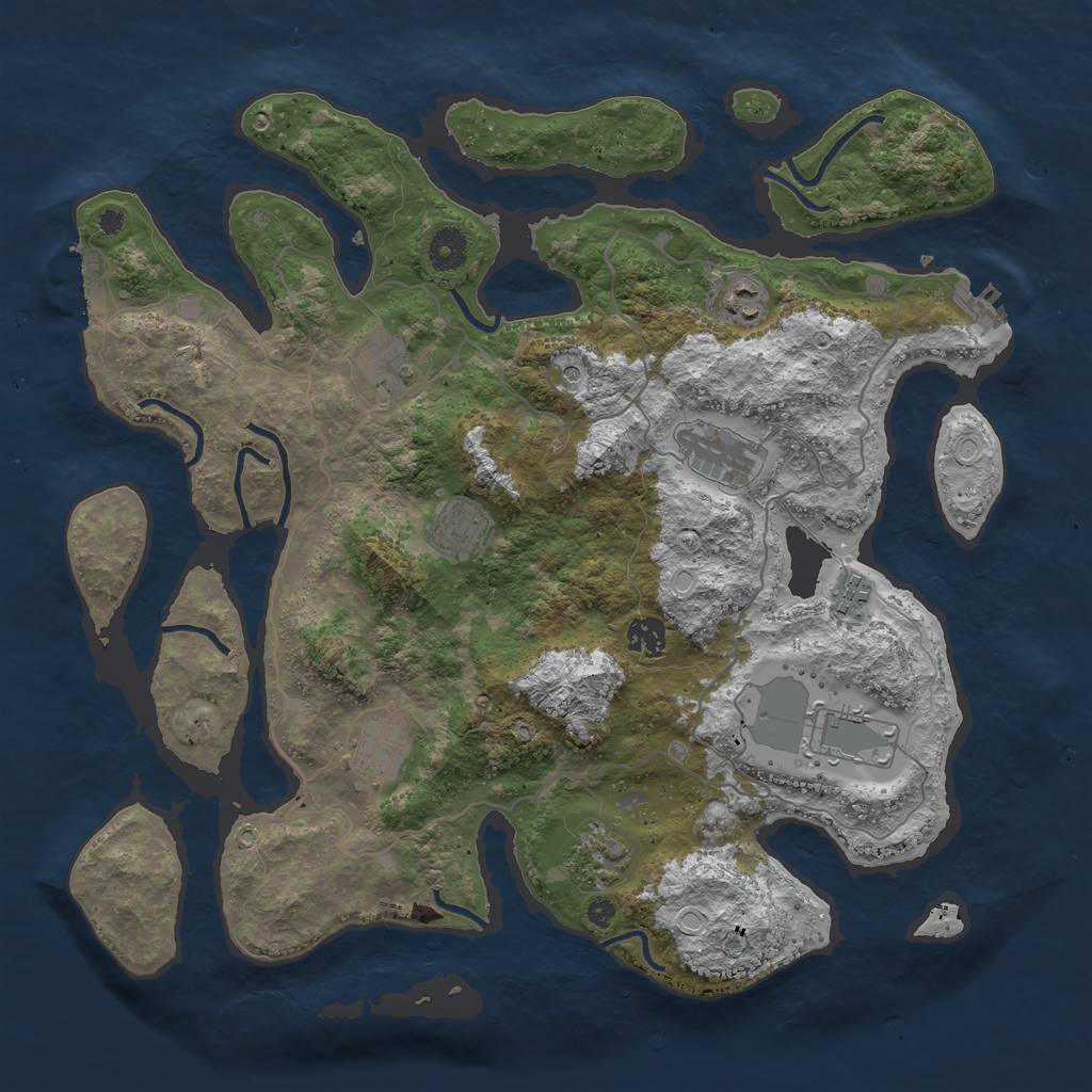 Rust Map: Procedural Map, Size: 4000, Seed: 52544215, 17 Monuments