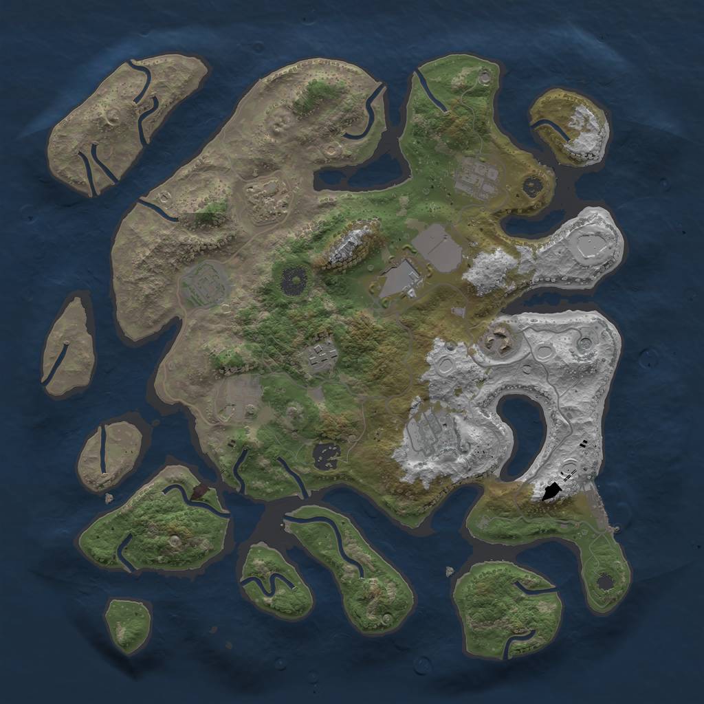 Rust Map: Procedural Map, Size: 3700, Seed: 91086871, 16 Monuments