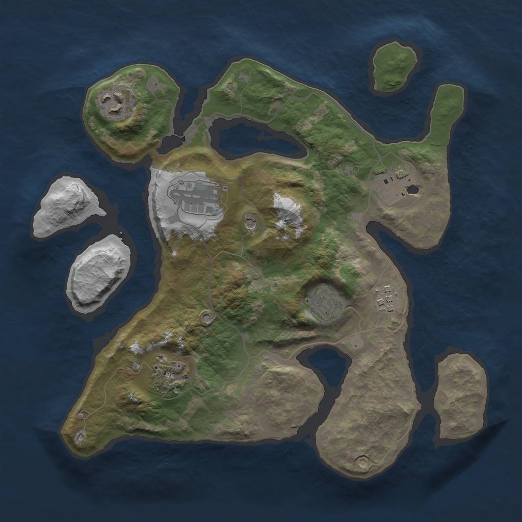 Rust Map: Barren, Size: 3000, Seed: 543543534, 9 Monuments