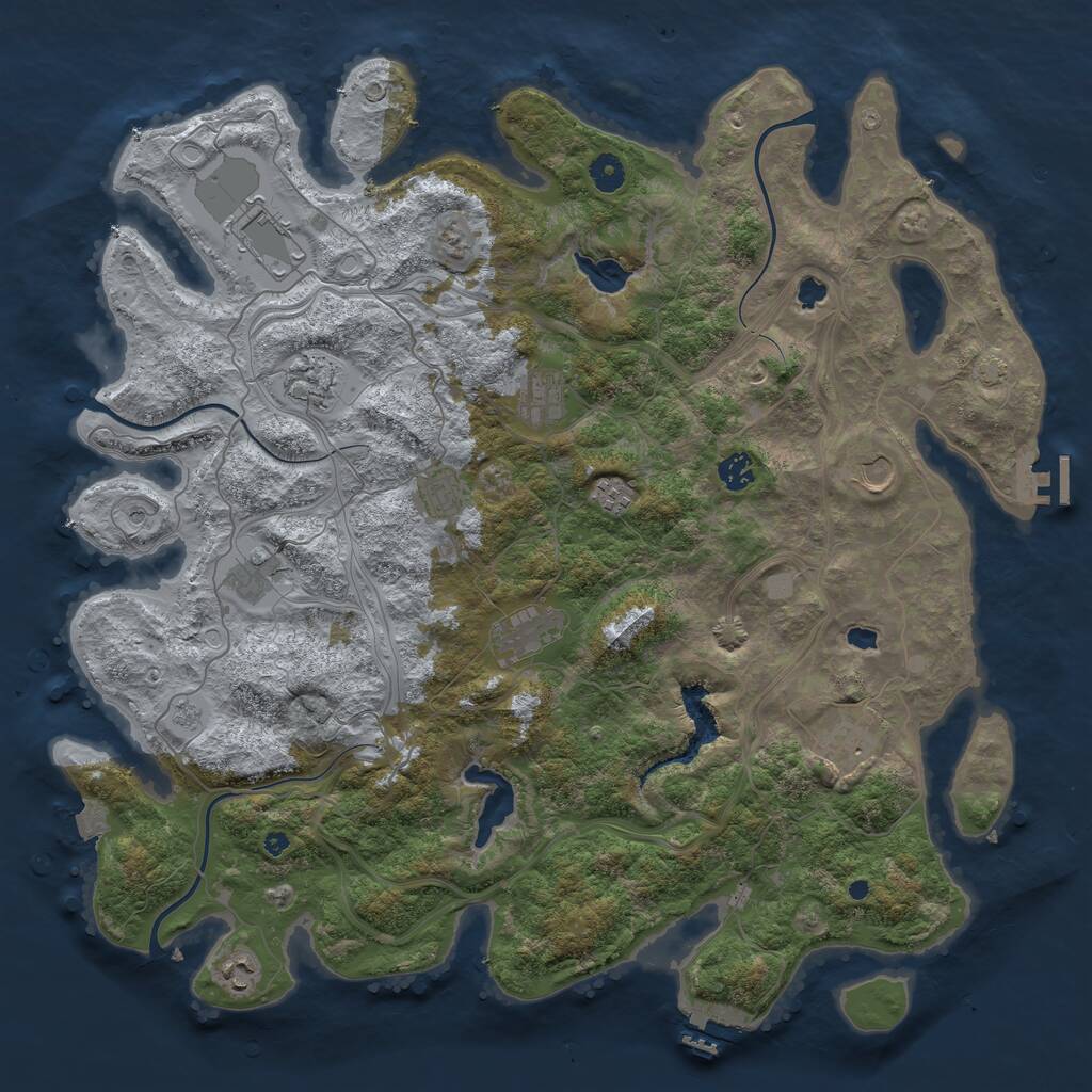 Rust Map: Procedural Map, Size: 4500, Seed: 1041104053, 17 Monuments