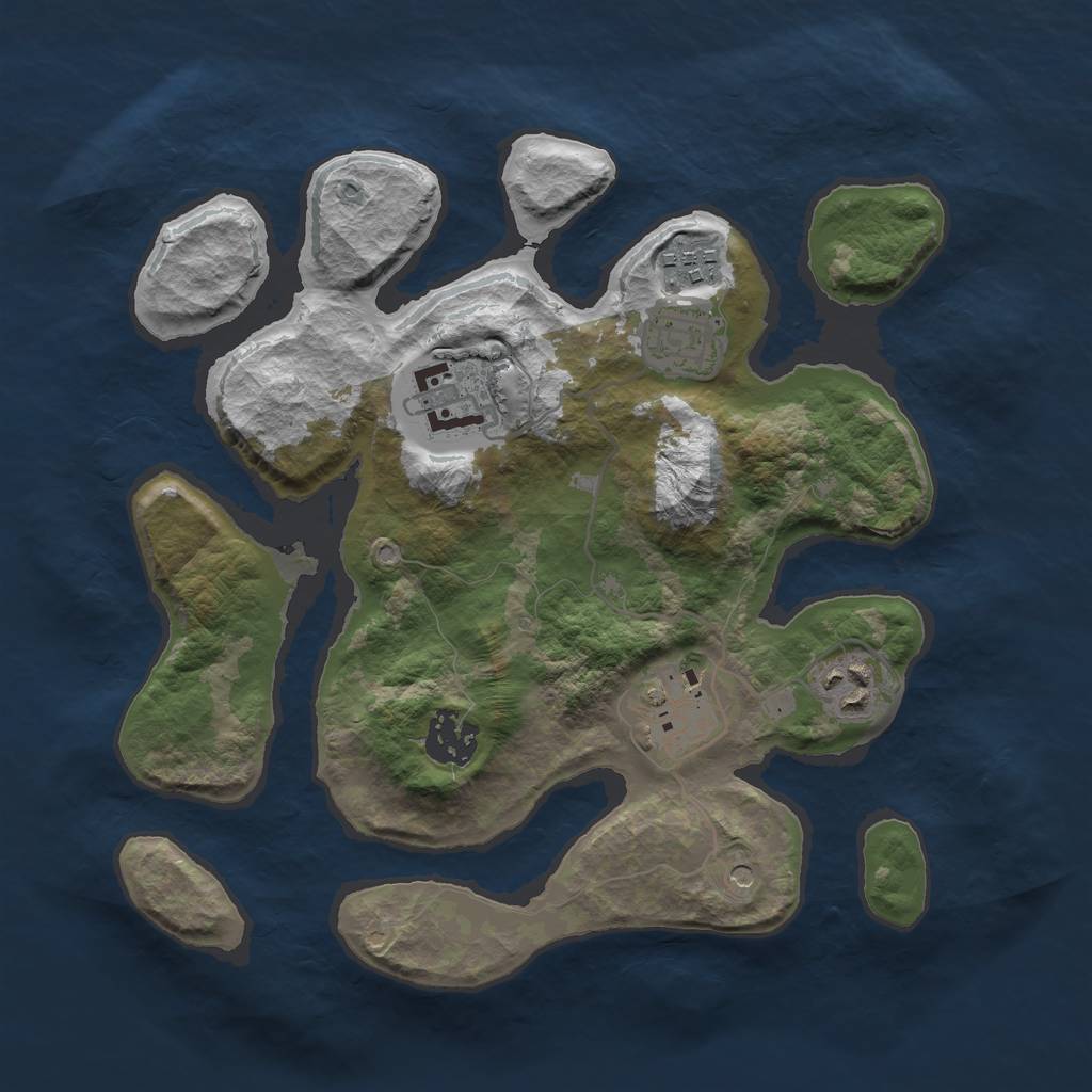 Rust Map: Barren, Size: 3000, Seed: 461687, 9 Monuments