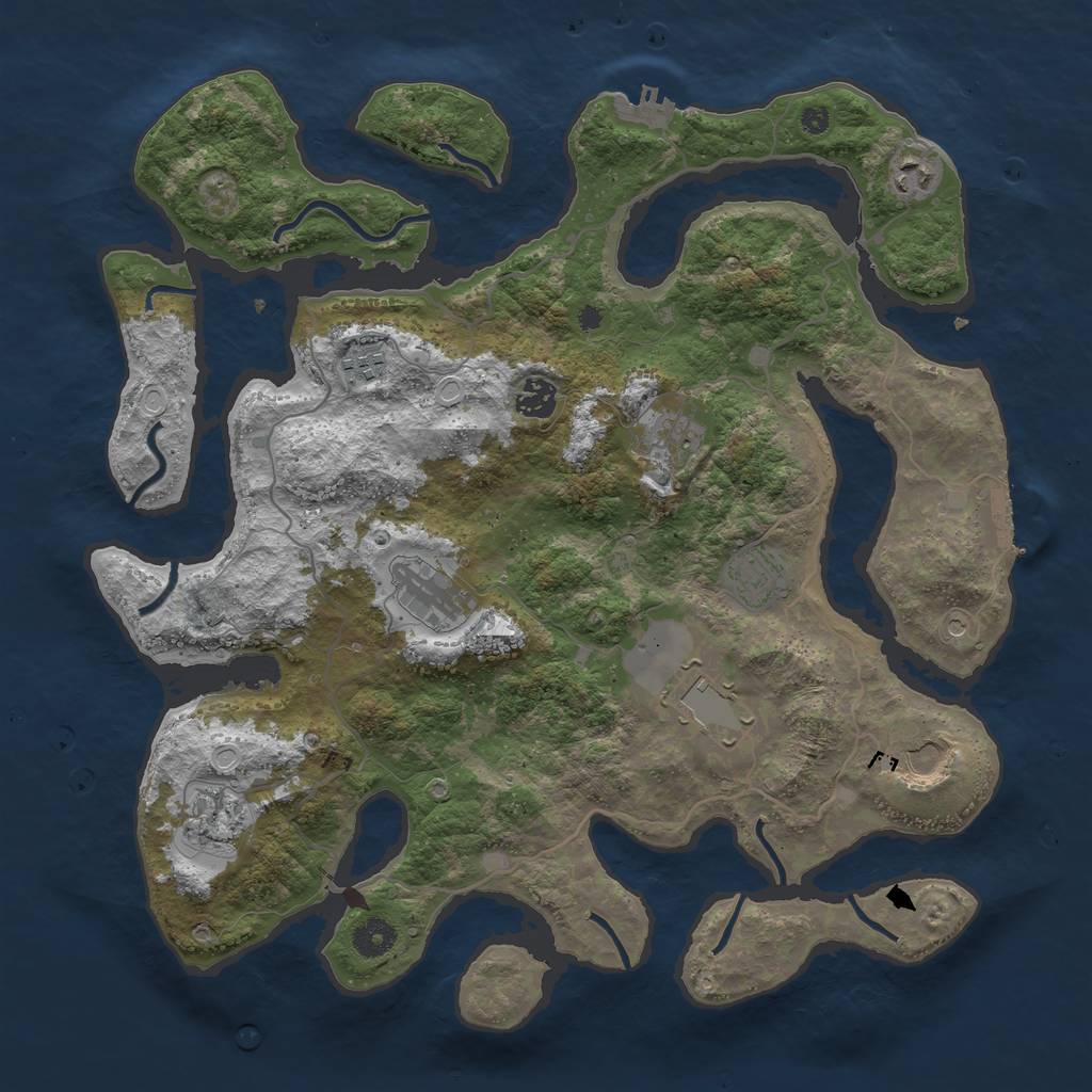 Rust Map: Procedural Map, Size: 4000, Seed: 387609, 17 Monuments