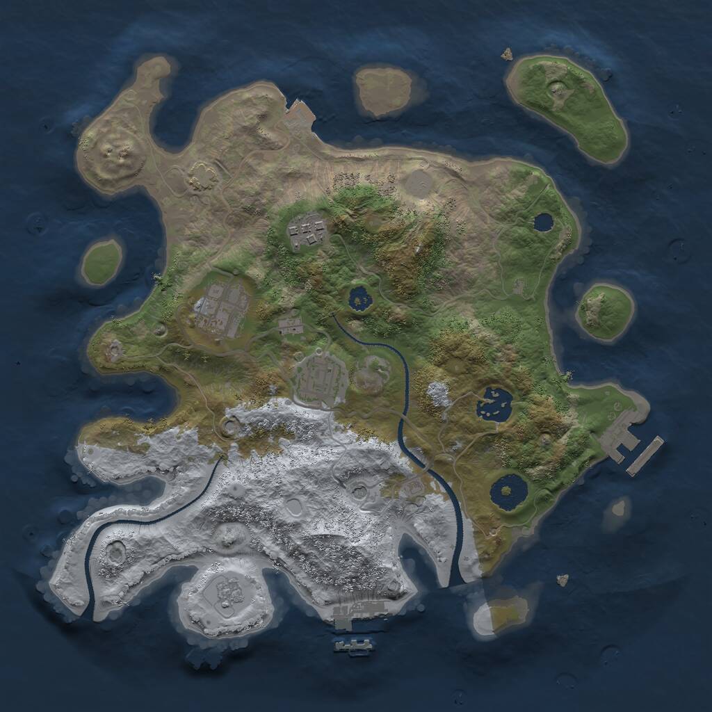 Rust Map: Procedural Map, Size: 3000, Seed: 21469892, 10 Monuments