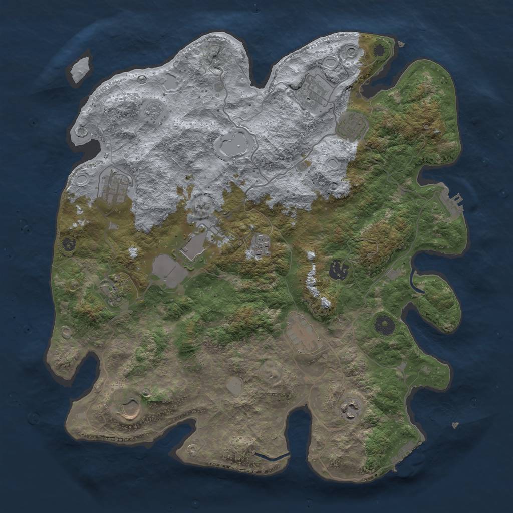 Rust Map: Procedural Map, Size: 3850, Seed: 1276419958, 17 Monuments
