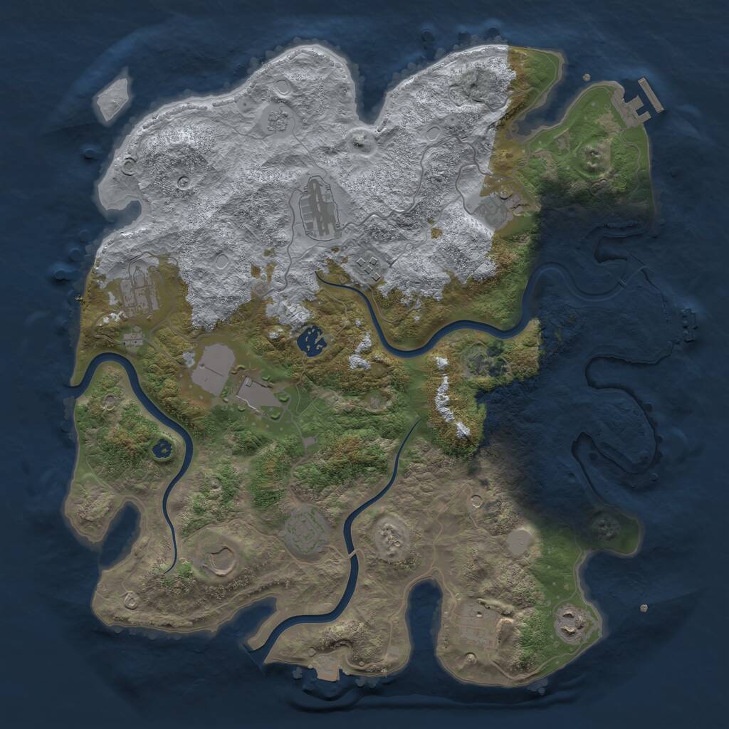 Rust Map: Procedural Map, Size: 3850, Seed: 1276419958, 16 Monuments