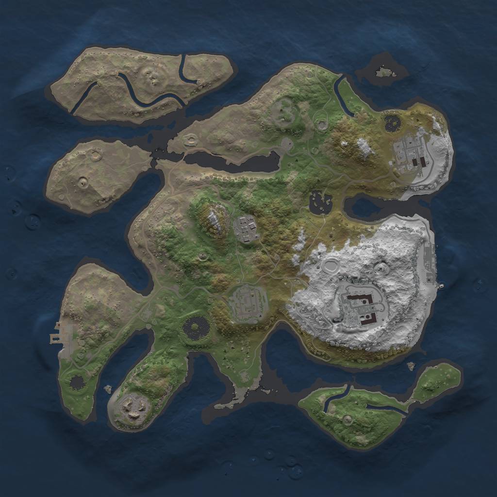 Rust Map: Procedural Map, Size: 3000, Seed: 1110417743, 13 Monuments