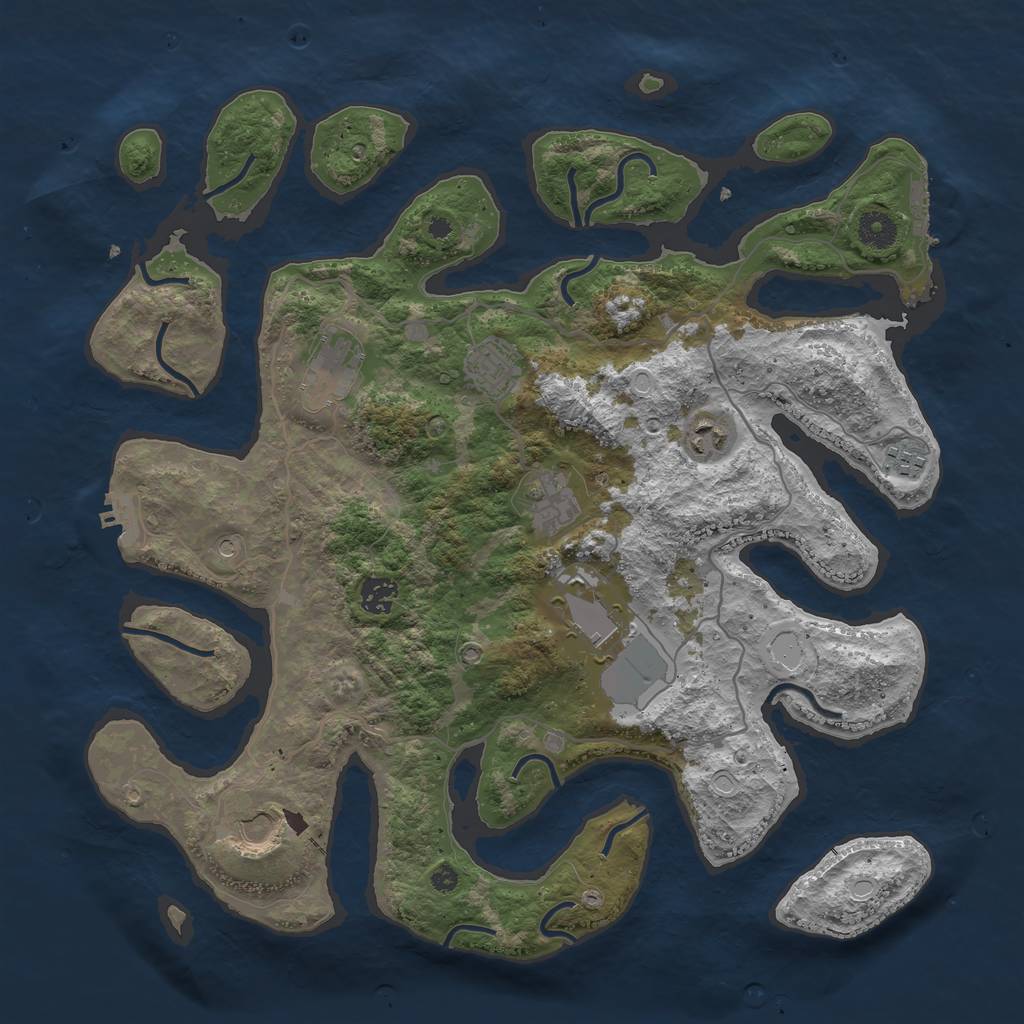 Rust Map: Procedural Map, Size: 4000, Seed: 319654, 16 Monuments