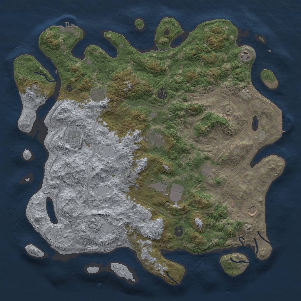 Rust Map: Procedural Map, Size: 4500, Seed: 747282, 17 Monuments