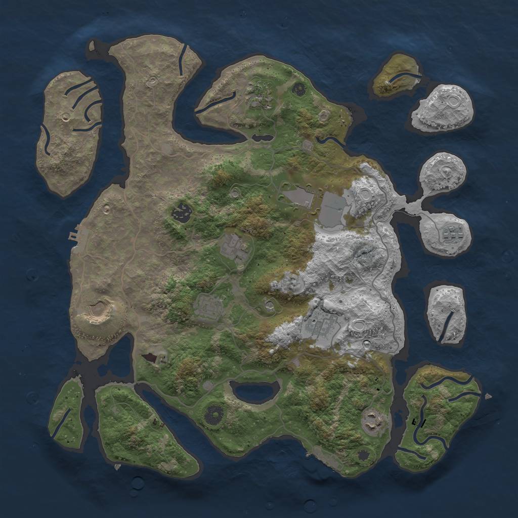 Rust Map: Procedural Map, Size: 4000, Seed: 93354, 17 Monuments