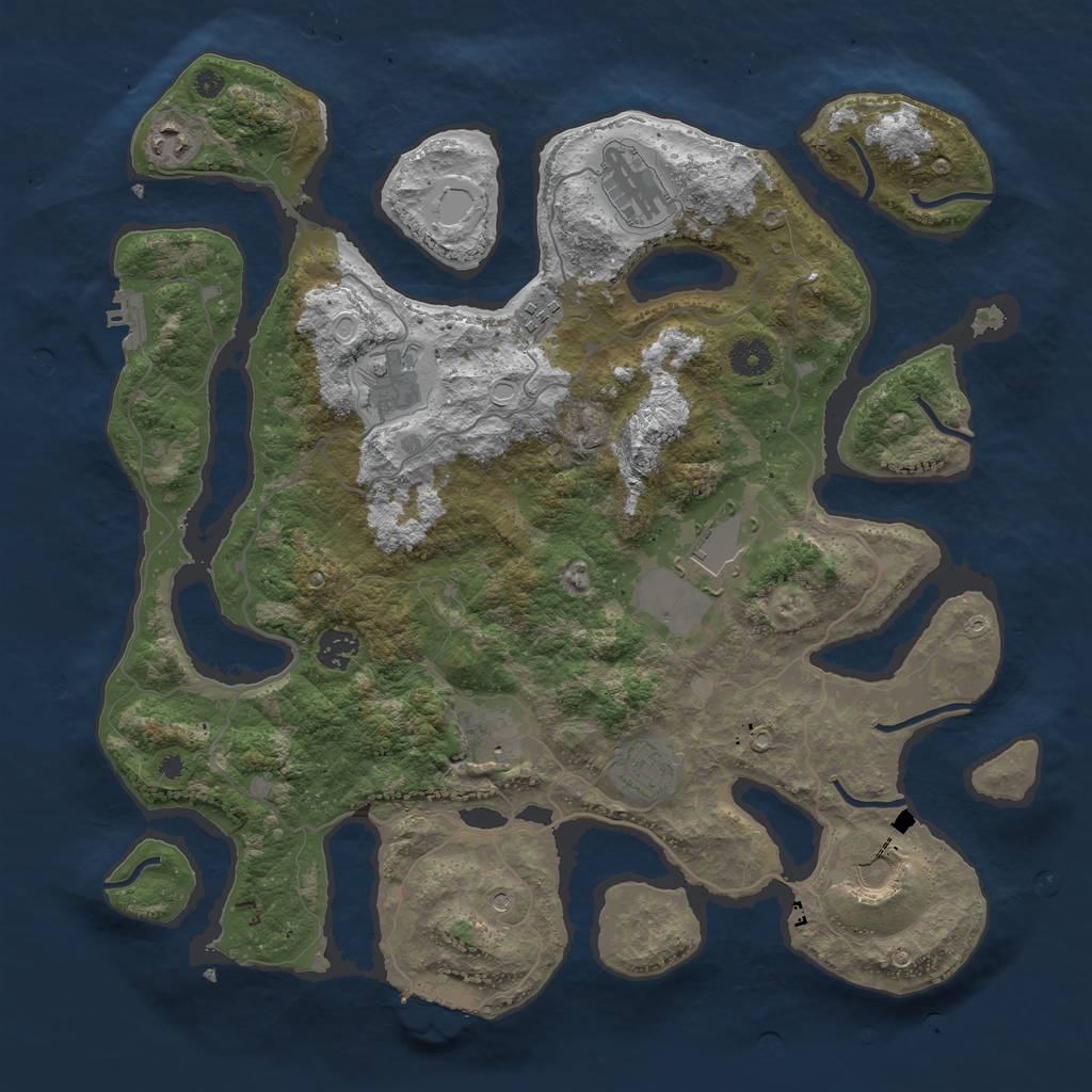 Rust Map: Procedural Map, Size: 4000, Seed: 6669, 17 Monuments