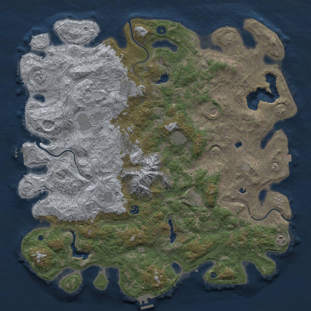 Rust Map: Procedural Map, Size: 5000, Seed: 957613, 17 Monuments
