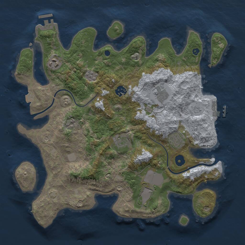 Rust Map: Procedural Map, Size: 3500, Seed: 20959, 13 Monuments