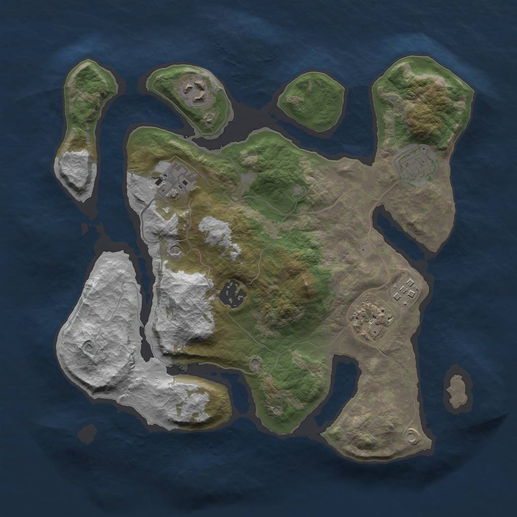 Rust Map: Barren, Size: 3000, Seed: 697603, 9 Monuments