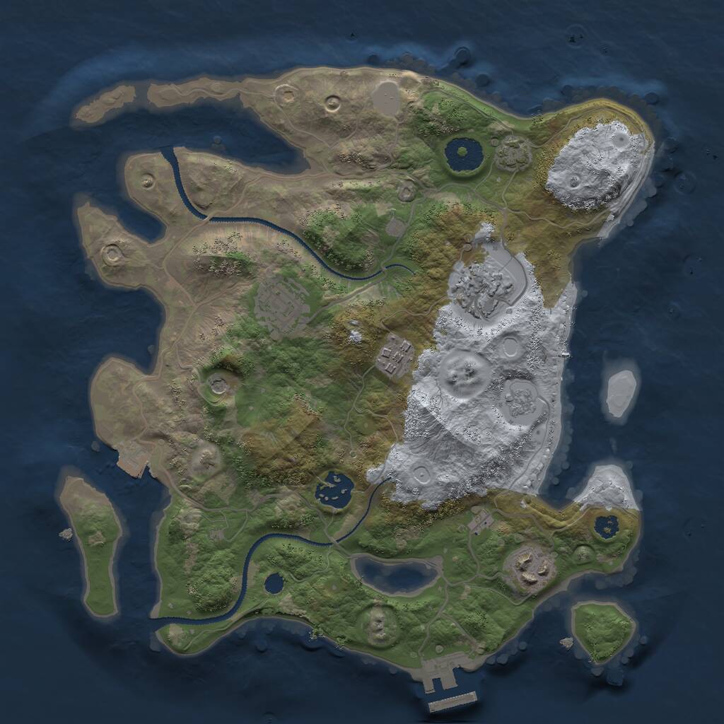 Rust Map: Procedural Map, Size: 3000, Seed: 1284749099, 10 Monuments