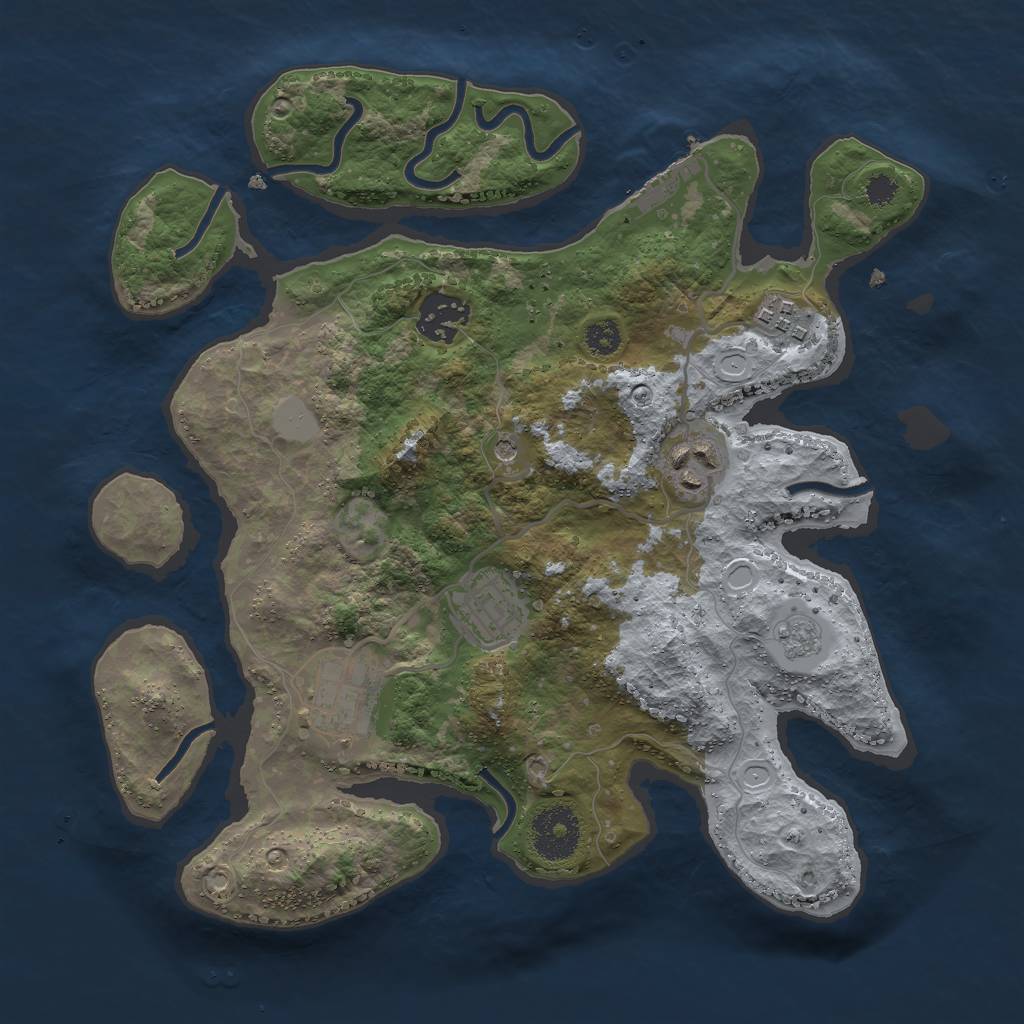 Rust Map: Procedural Map, Size: 3000, Seed: 2767555, 11 Monuments