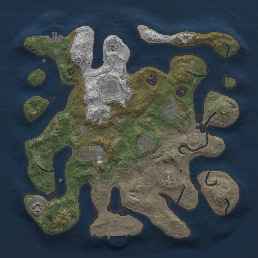 Rust Map: Procedural Map, Size: 3450, Seed: 1139964010, 16 Monuments