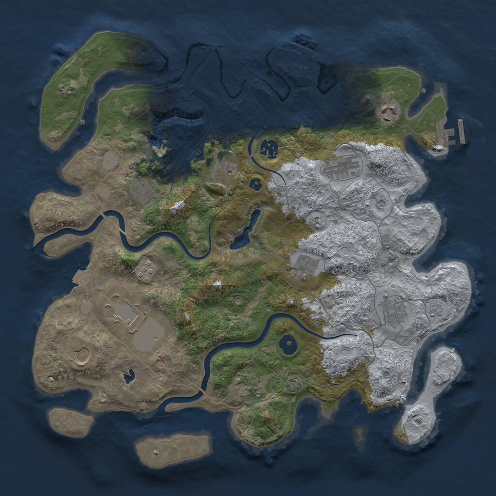 Rust Map: Procedural Map, Size: 4000, Seed: 1181022848, 17 Monuments