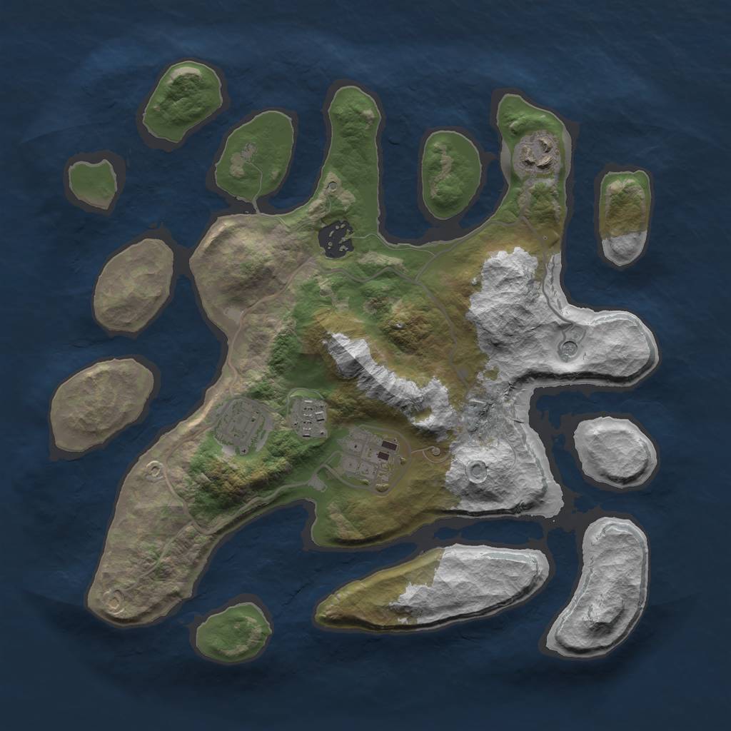 Rust Map: Barren, Size: 3000, Seed: 741820, 8 Monuments