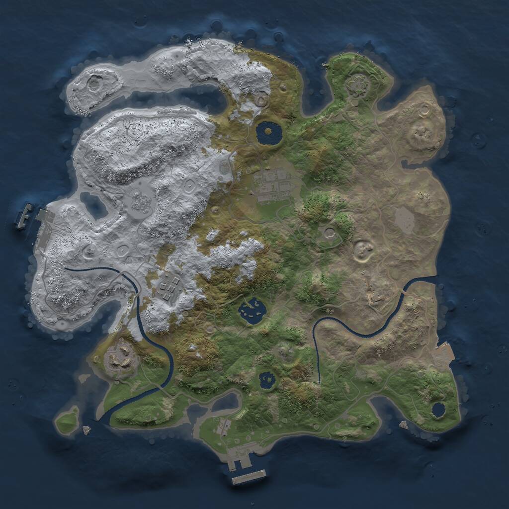 Rust Map: Procedural Map, Size: 3000, Seed: 1644869761, 10 Monuments